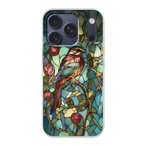 Vogel - Tak - Rozen - Mozaïek Telefoonhoesje iPhone 17 Pro klein -3d