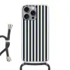 Verticale strepen - Blauw - Crème Hoesje iPhone 16 Pro Max met koord klein 804 -3d