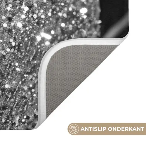 WC - Toilet papier - Zwart wit - Glitters WCmat klein -USP_AntislipNL