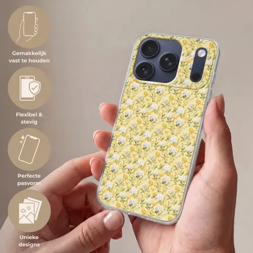 Frans - Citroen - Bloesem  - Wit - Geel Telefoonhoesje iPhone 17 Pro klein 878 -sfeer3_NL