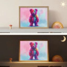 Beer - Kleurrijk - Dier Light Box met batterij (Wandlamp kind) middel -sfeer3_kind