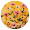 Bloemen - Veld - Geel Wandcirkel kunststof plaat 5mm dik klein -3d