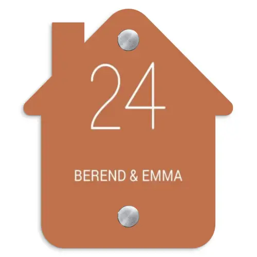 Terracotta - Klassiek Naambord Huisje klein -3d
