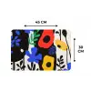 Bloemen - Bladeren - Abstract - Zwart Placemat vinyl groot -specs