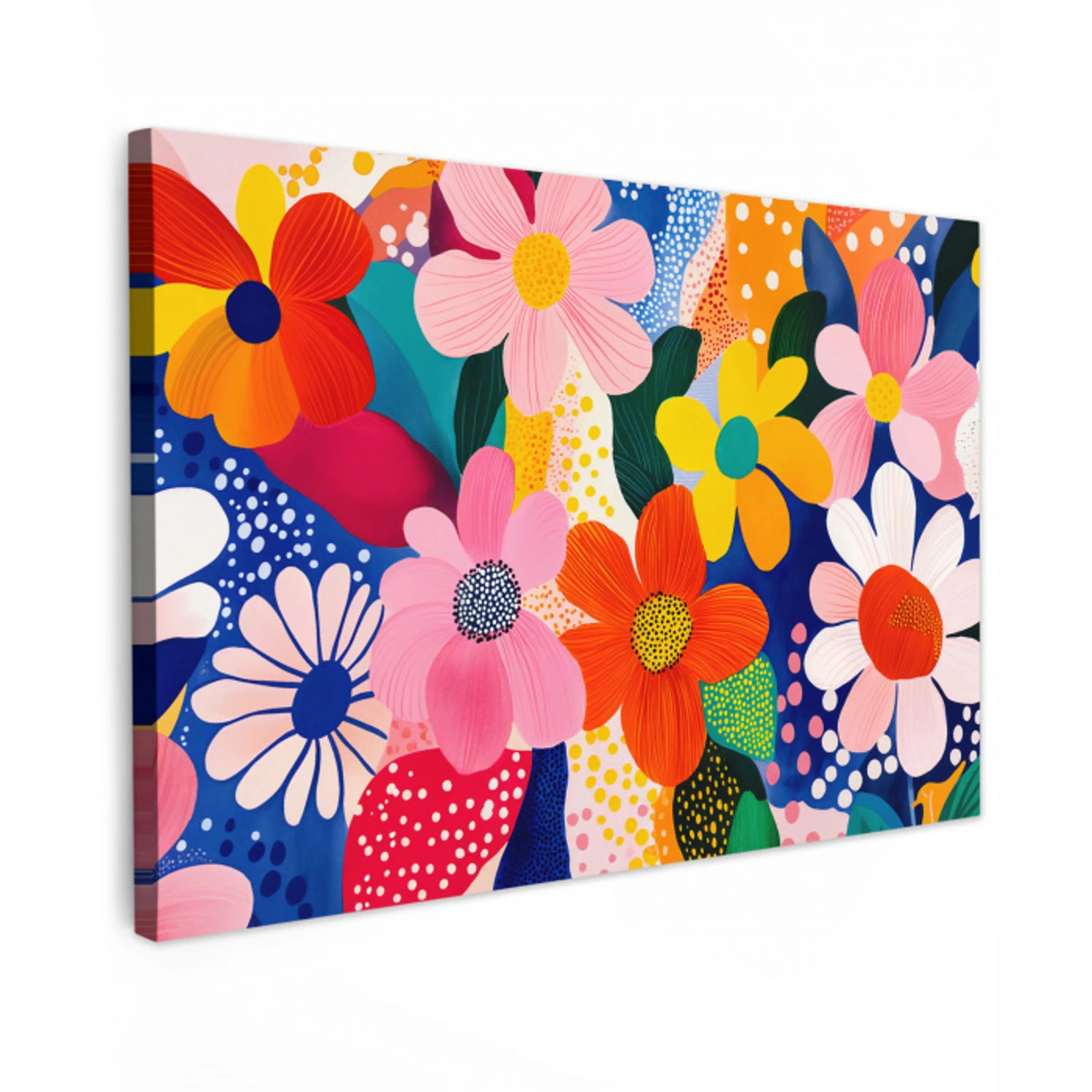 Bloemen - Kleurrijk - Stippen canvas 2cm klein -z3d