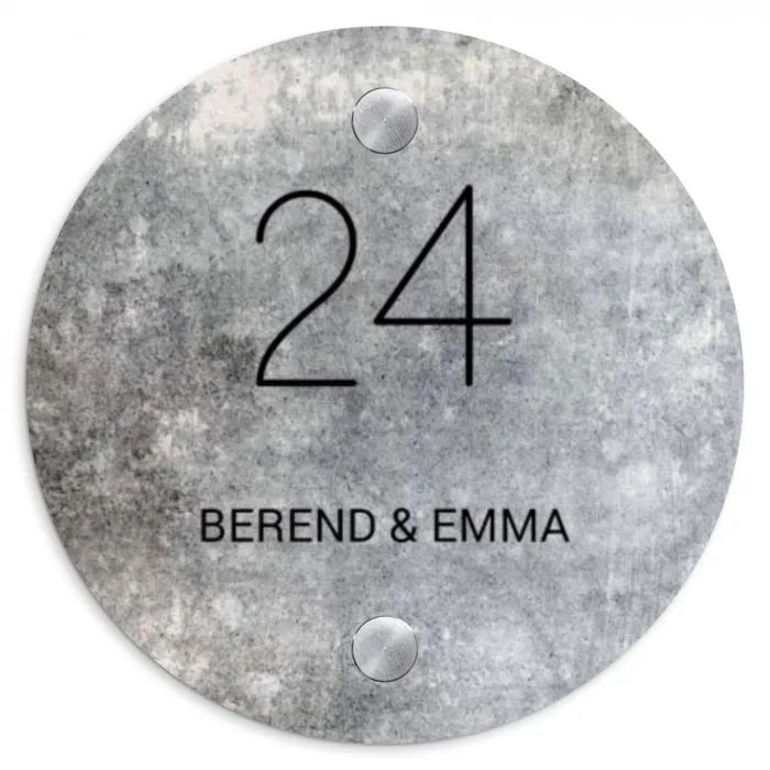 Beton - Klassiek Naambord Rond klein -3d
