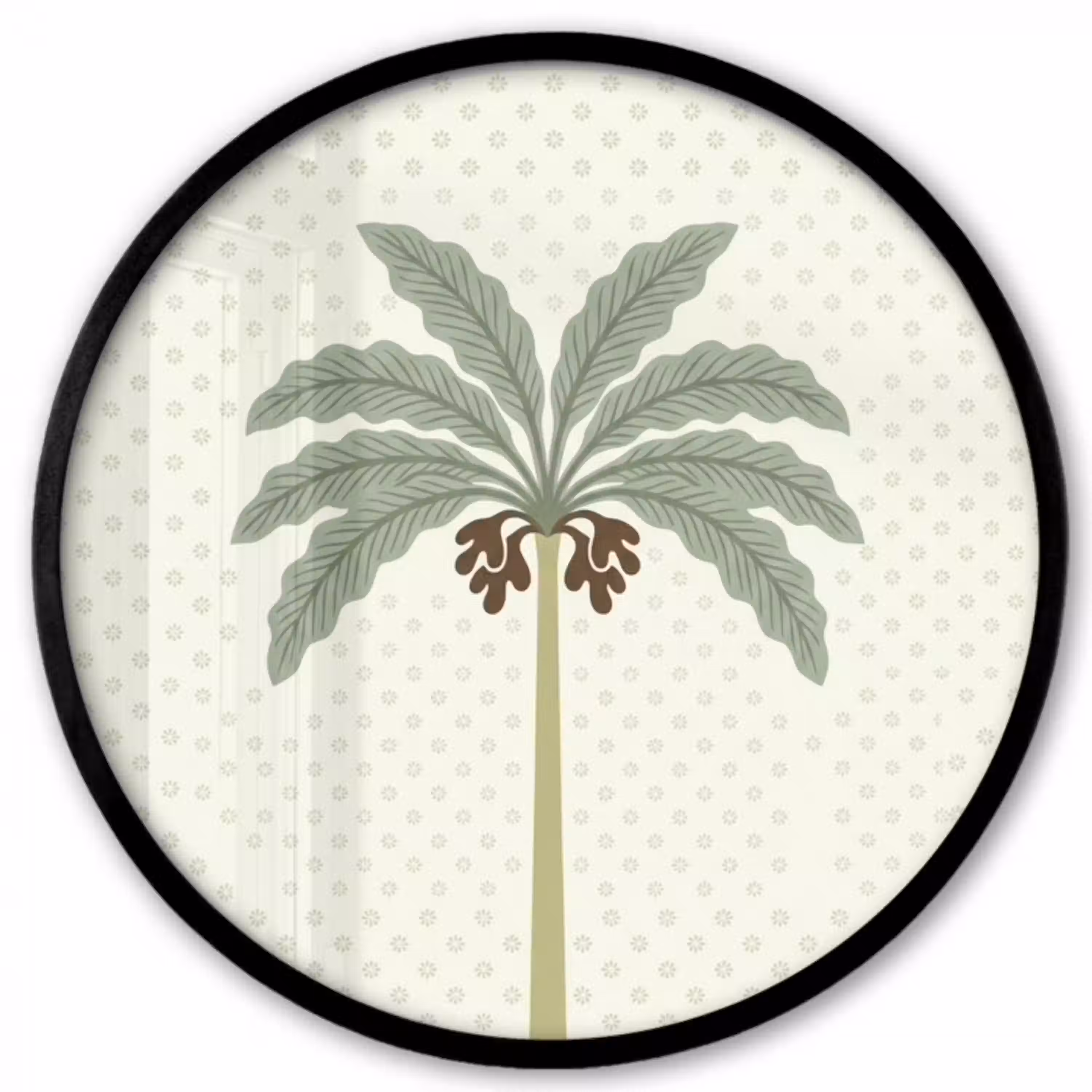 Boom - Bladeren - Groen - Decoratief - Beige Fotolijst rond zonder passe partout klein -3d
