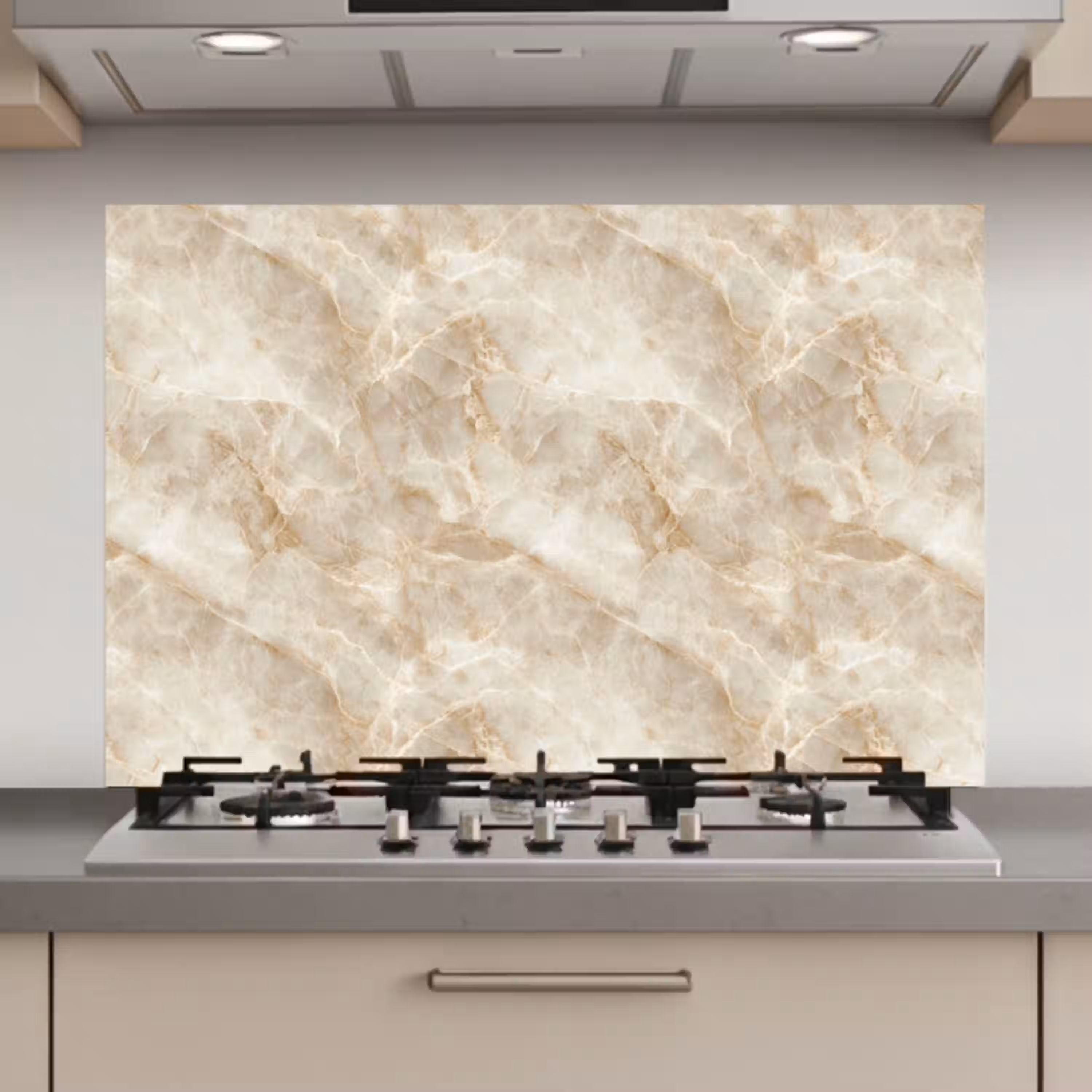 Lichtbeige - Onyx - Subtiel keuken achterwand spatscherm klein 900 -3d_website