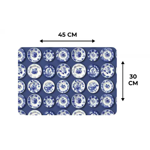 Borden - Floraal - Blauw Placemat vinyl groot 368 -specs