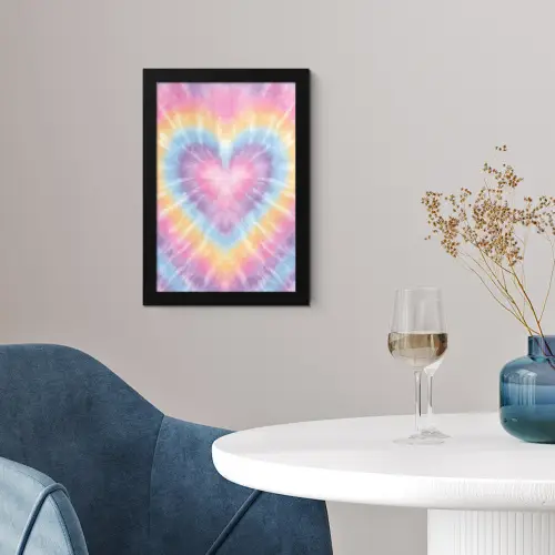 Hartvorm - Pastelkleuren - Tie Dye fotolijst zwart zonder passe partout klein -sfeer4