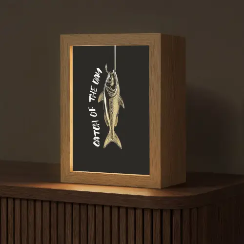 Vis - Zwart - Goud - Tekst Light Box met kabel (Tafellamp) klein -z3d_website