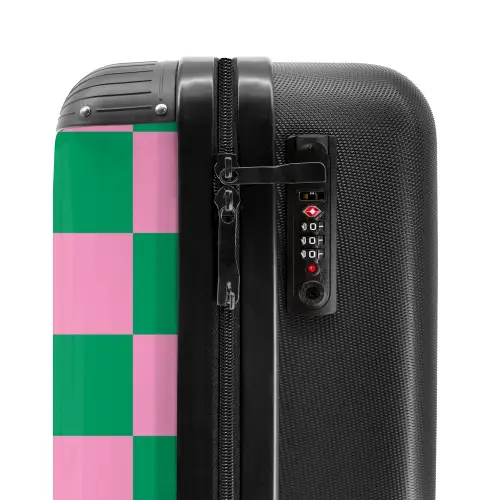 Squares - Groen/roze NBS - Handbagage koffer - Kinderen Unisex middel -slot