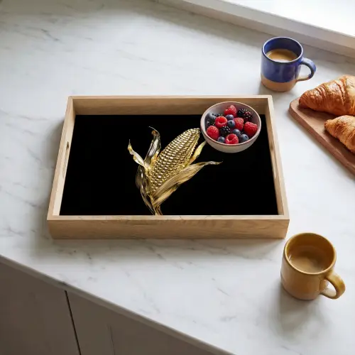 Mais - Eten - Goud - Zwart Dienblad Rechthoek middel -sfeer2