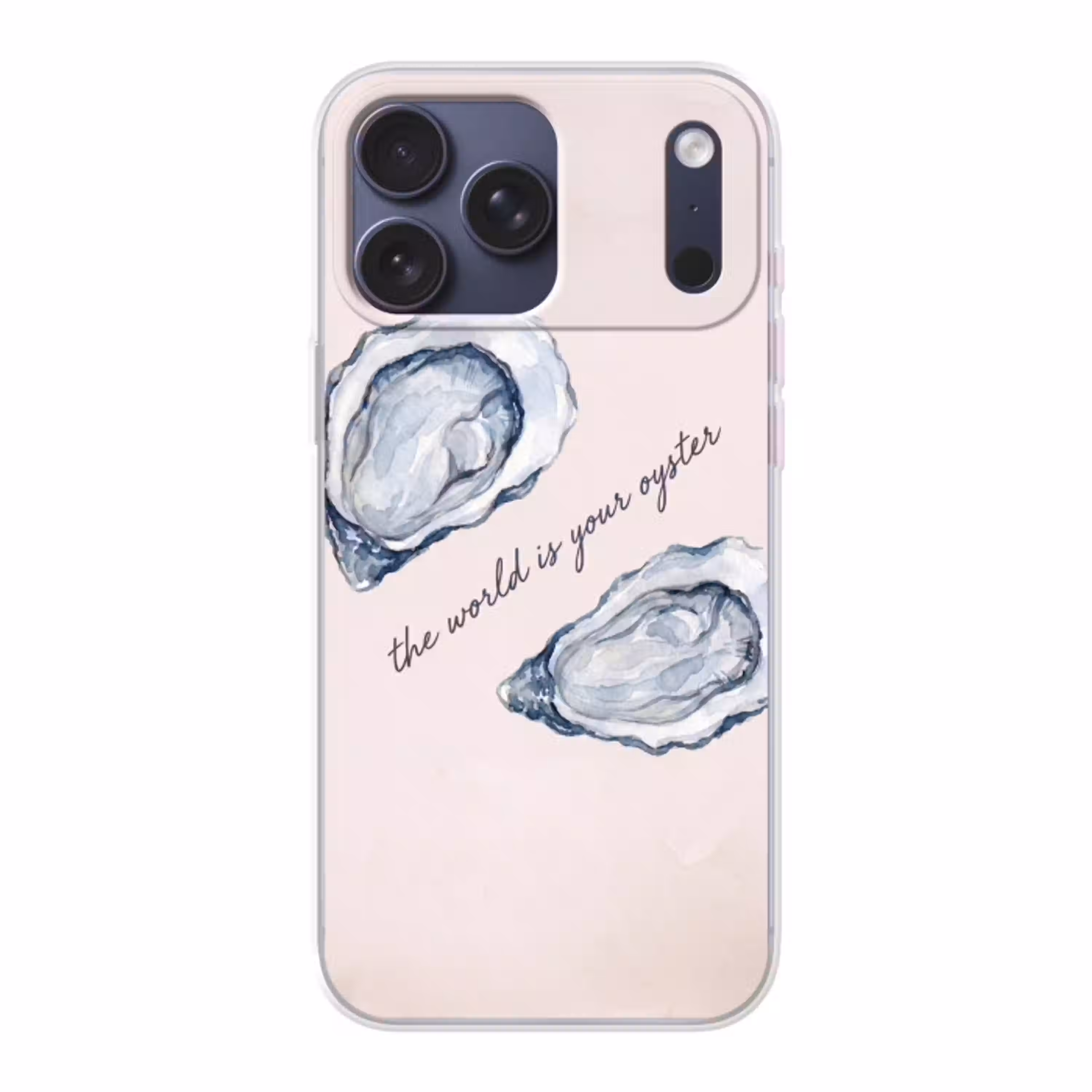 Zeeleven - Oester - Aquarel - Minimalistisch - Blauw Telefoonhoesje iPhone 17 Pro Max klein -3d