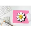 Smiley - Bloem - Roze muismat rubber klein -witbureau