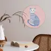 Kat - Illustratie - Minimalistisch - Roze Akoestische PET Vilt - Rond klein -sfeer3