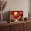 Volle maan - Landschap - Waterval Light Box met batterij (Wandlamp) middel -sfeer2