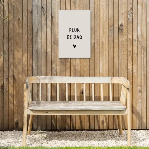plukdedag-beige Tuinposter op houten frame 2 cm dik klein -sfeer4
