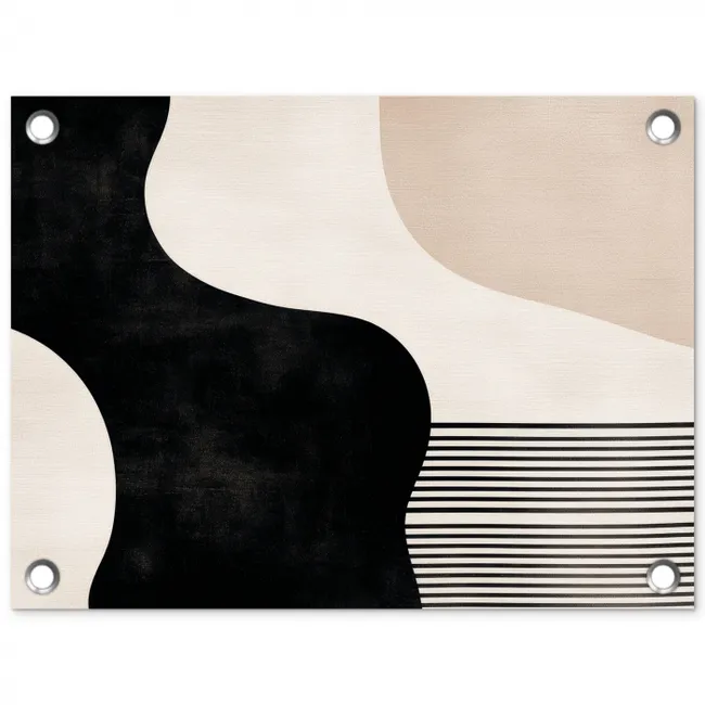 Abstract - Japandi - Beige - Modern tuinposter los doek klein -3d