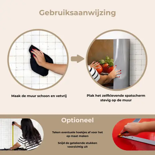 Tomaten - Olijfolie - Stilleven keuken achterwand spatscherm klein -gebruiksaanwijzing_NL