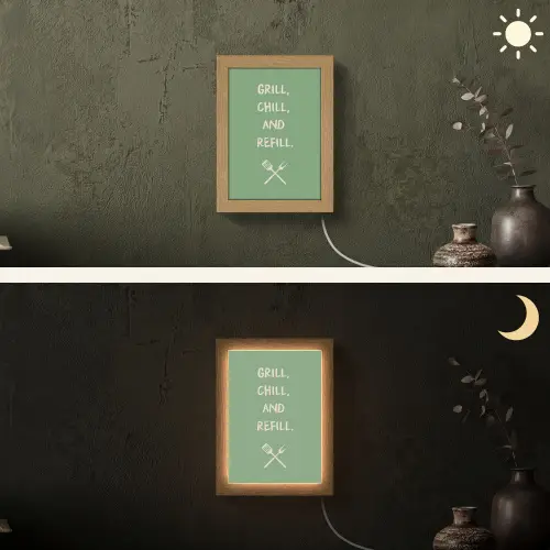 Grill - Groen - Zomer - Quote Light Box met kabel (Wandlamp) klein -sfeer3