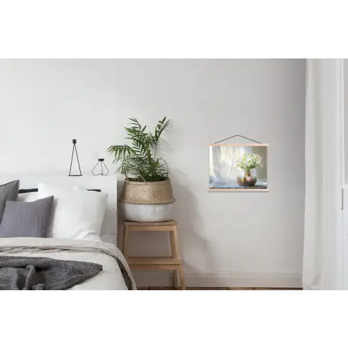 Vaas - Eieren - Bloemen textielposter latten blank klein -woonkamer