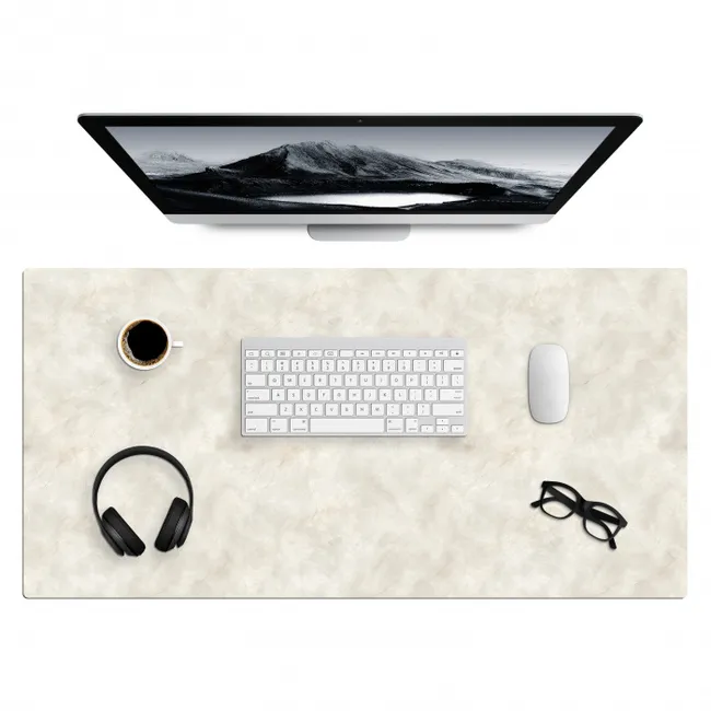 Desk Mat - Cream beige - Marble - Veins