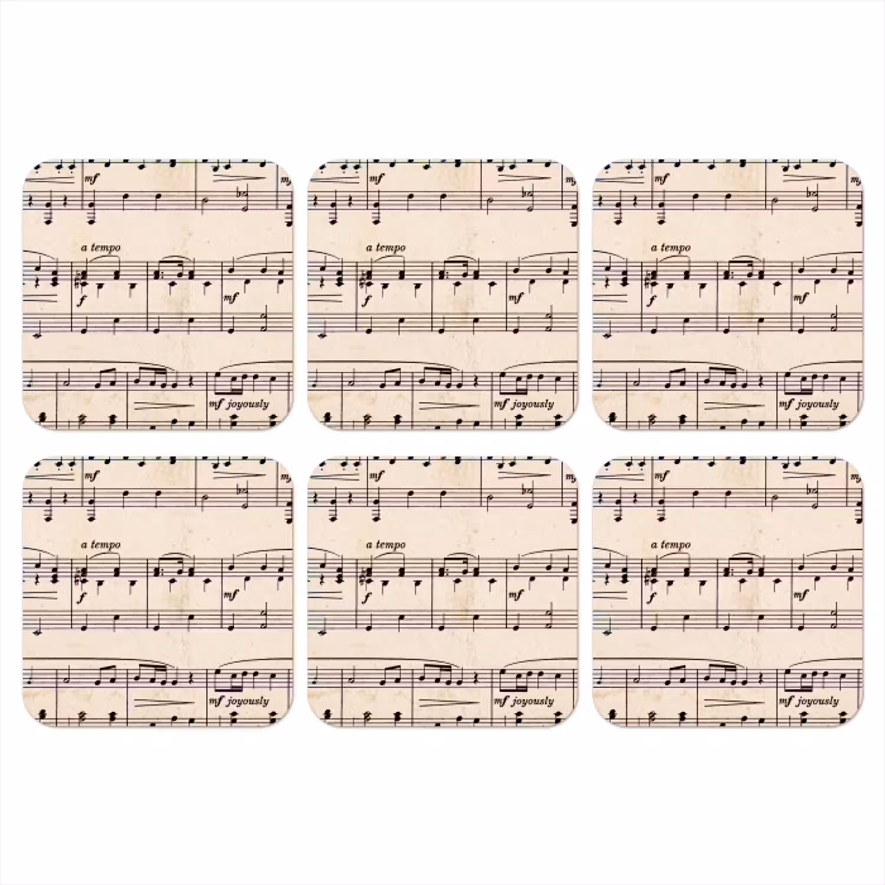 Muzieknotatie - Notenbalken - Kunst - Klassiek - Beige onderzetter kurk middel -3d