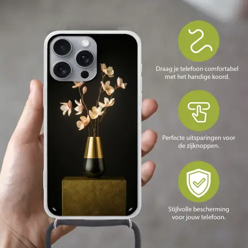 Sierlijk - Boeket - Goud - Vaas Hoesje iPhone 16 Pro Max met koord klein -sfeer2_NL
