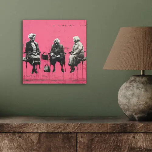 Graffiti - Vintage - Zwart - Street art - Roze - Banksy aluminium wit klein -sfeer2