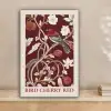 Vogel - Bordeaux - Bloemen - Bessen canvas 2cm klein -sfeer1