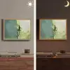Hagedis - Blad - Nerven - Groen Light Box met batterij (Wandlamp) middel -sfeer3