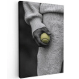 Tennisbal - Zwart - Wit Tuinposter op houten frame 2 cm dik middel -3d