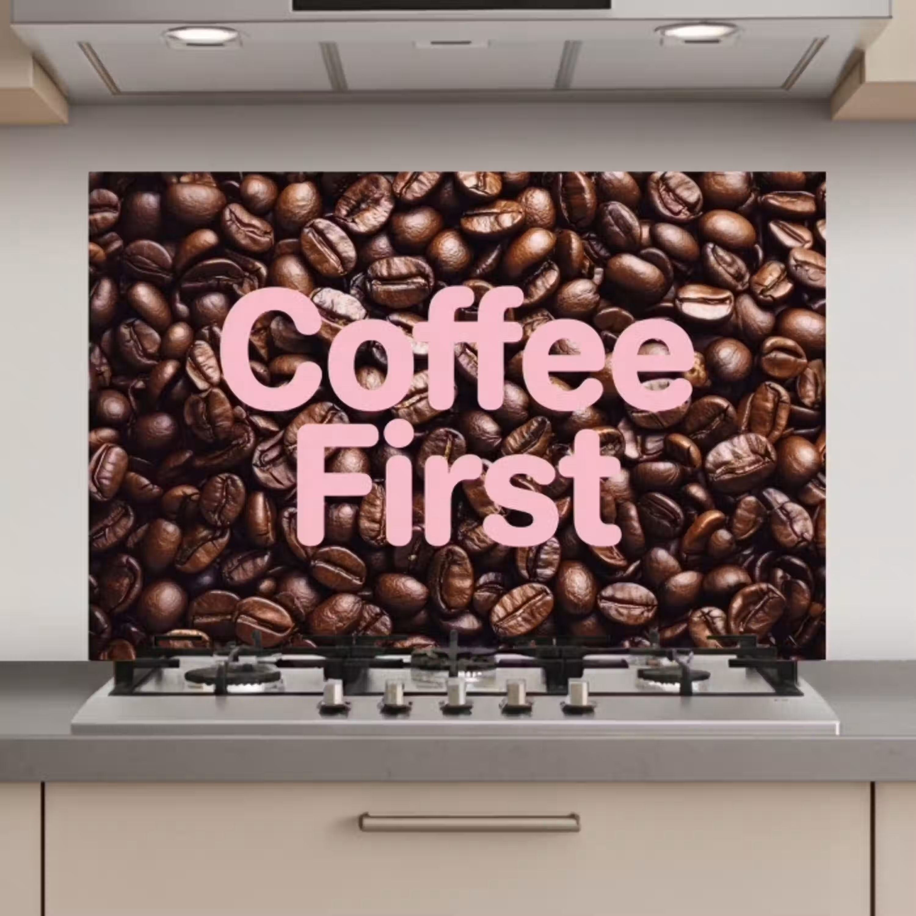 Coffee First - Koffiebonen - Roze keuken achterwand spatscherm klein -3d_website