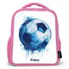 Voetbal - Inktspatten - Blauw - Bal Kinderrugzak - Roze middel -3d