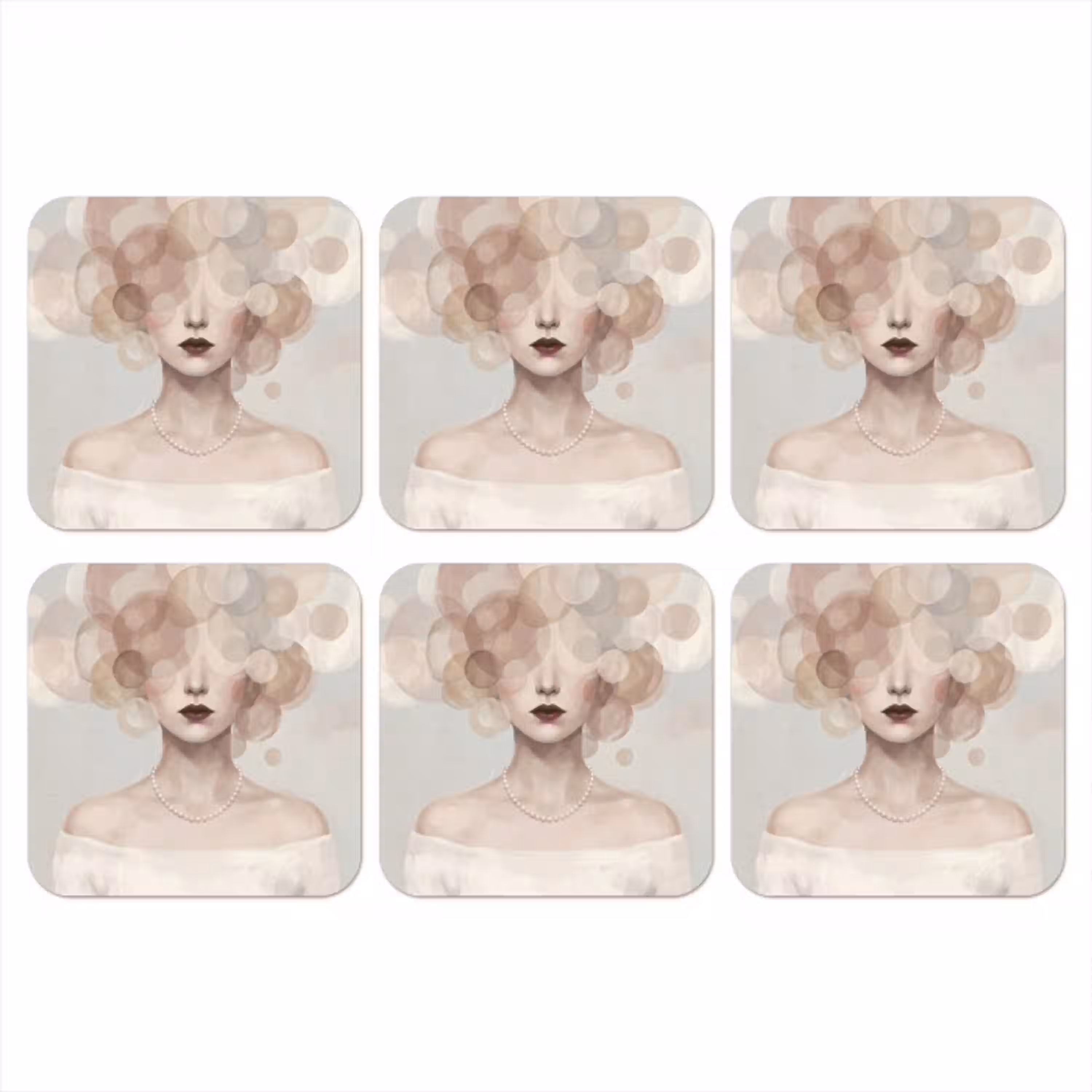 Vrouw - Cirkels - Beige onderzetter kurk middel -3d