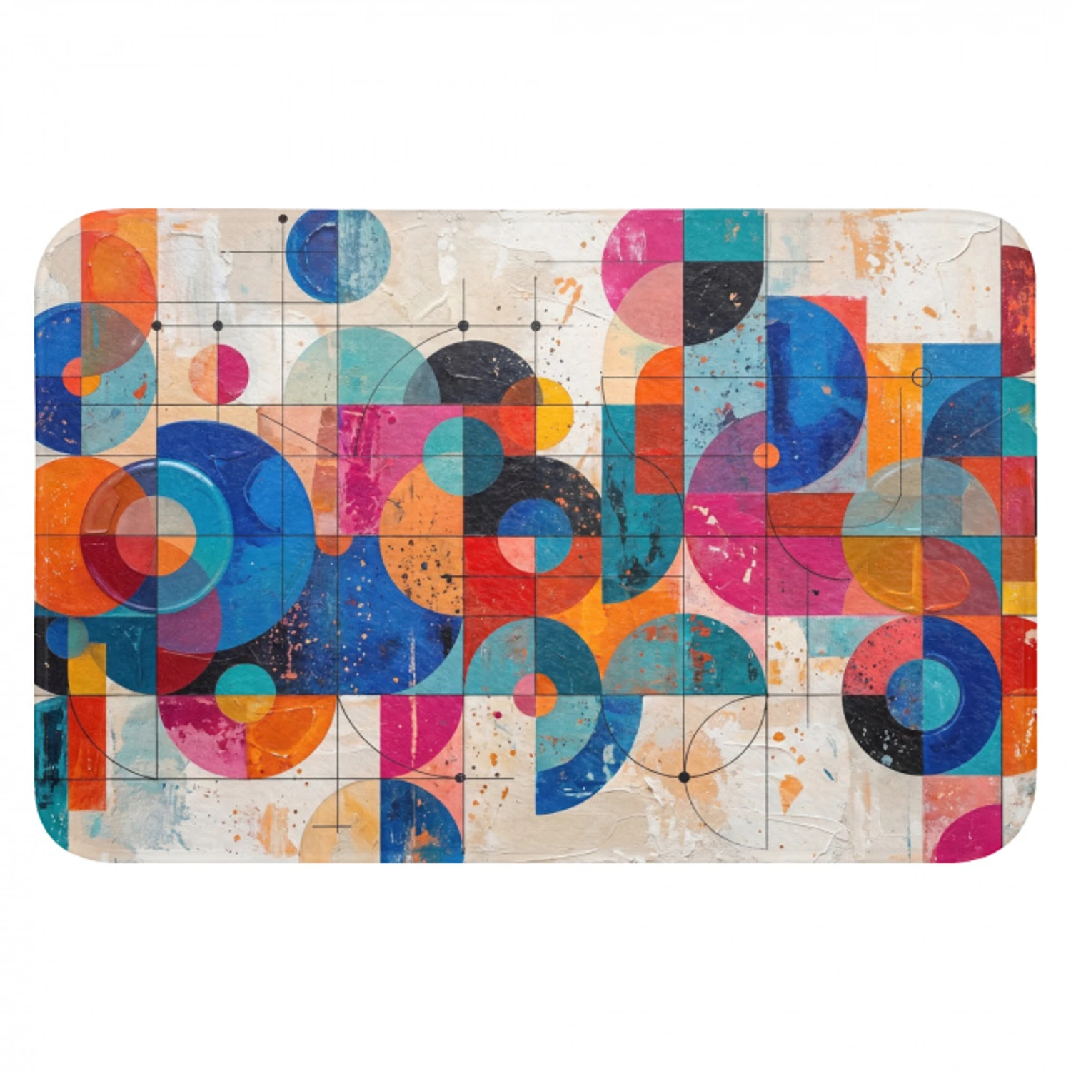 Kunst - Geometrisch - Abstract - Kleurrijk Badmat klein -3d