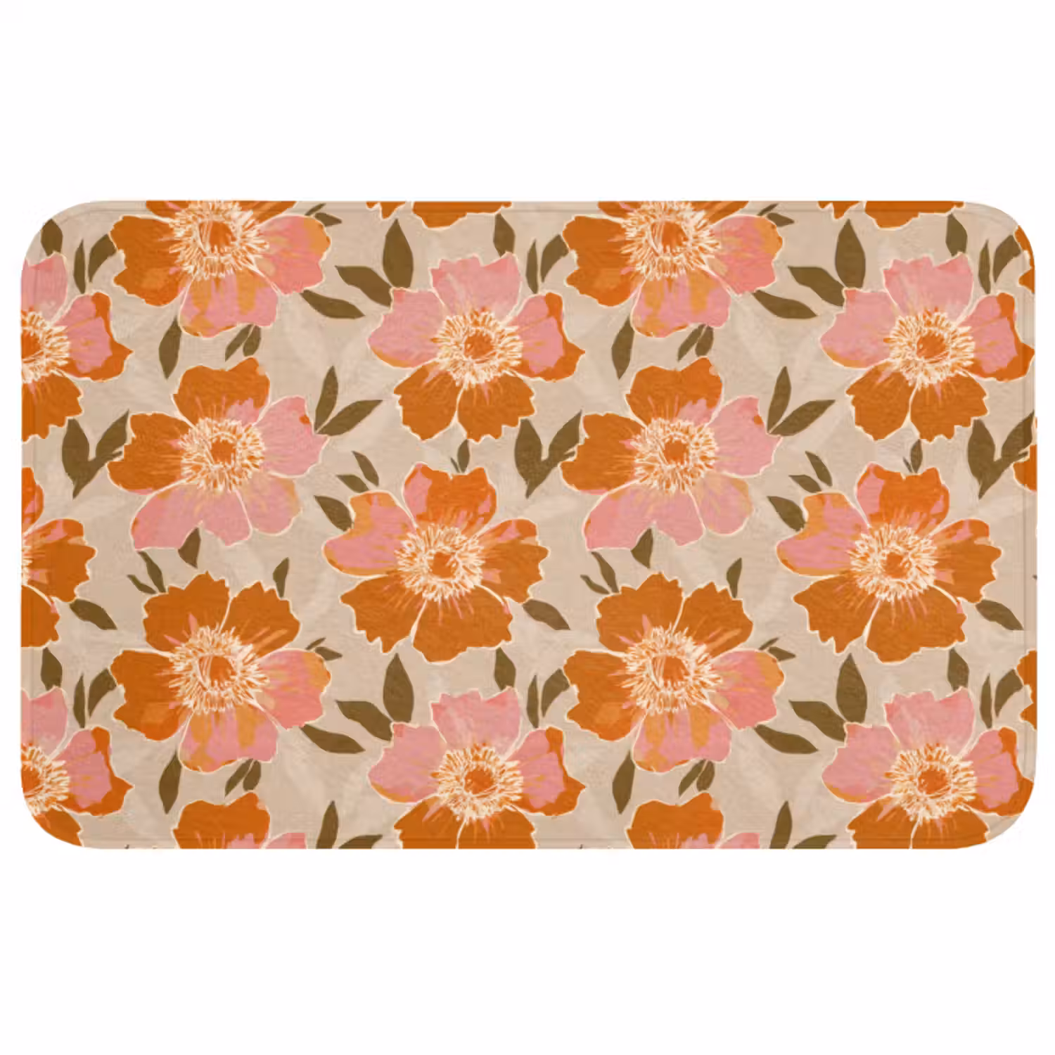 Badmat - Bloemen - Motief - Retro