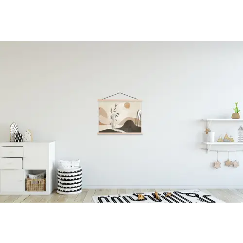 Japandi - Landschap - Beige textielposter latten blank klein -kinderkamer