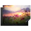 Bloemen - Roze - Zonsondergang - Natuur - Weide - Horizon Inductie beschermer vinyl 3mm klein -3d