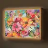 Bloemen - Kleurrijk - Kunst - Olieverf Light Box met batterij (Wandlamp) middel -z3d_website