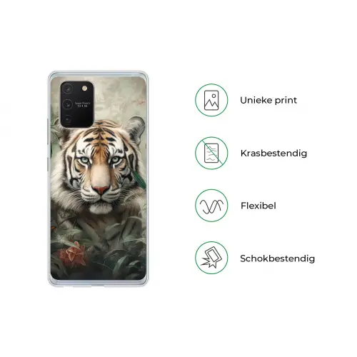 Tijger - Vlinders - Dieren - Jungle - Bloemen Telefoonhoesje Samsung Galaxy S10 Lite klein -specsS10Lite
