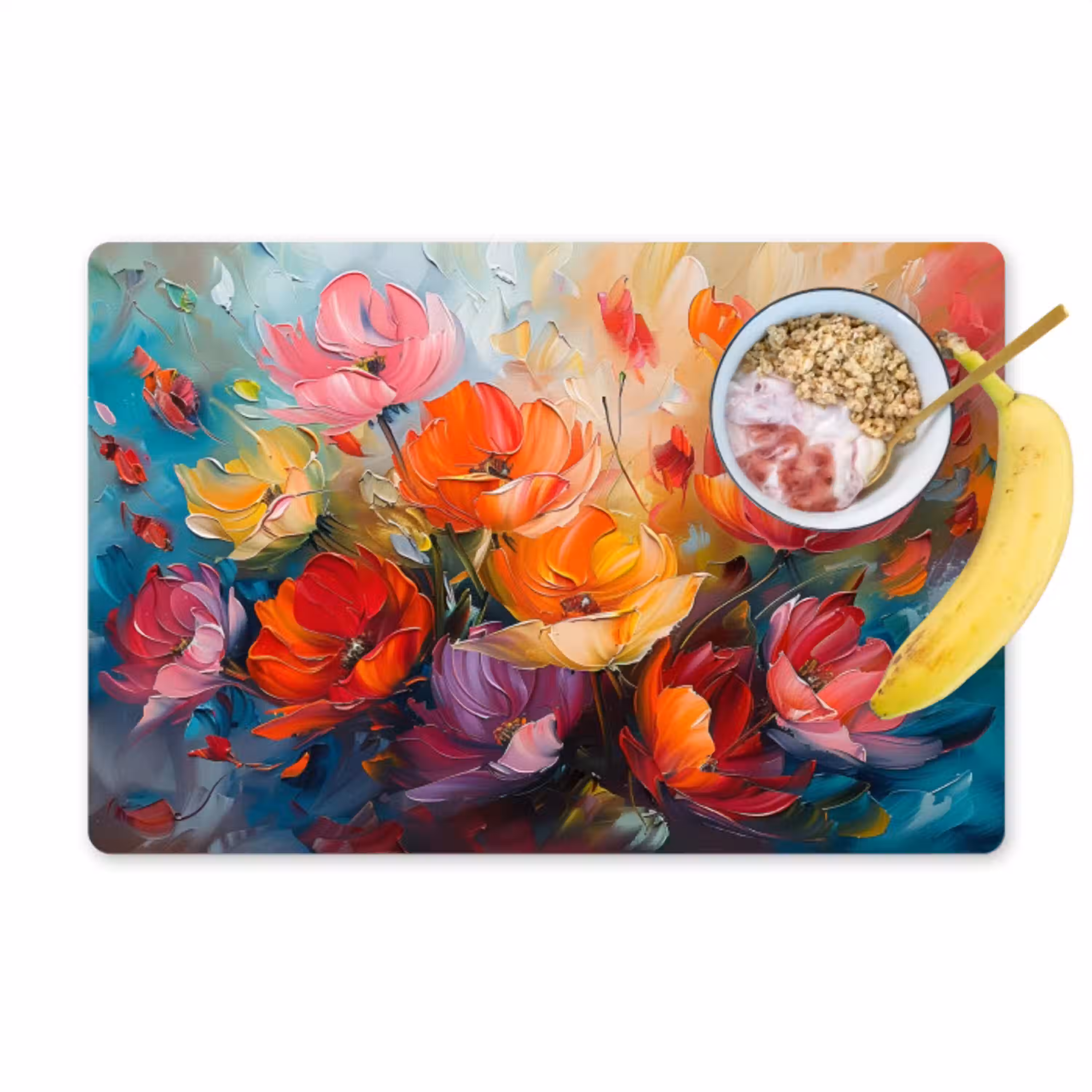 Bloemen - Kleurrijk - Verf - Abstract - Kunst Placemat vinyl groot -zzzproduct_Kitchenyeah-website