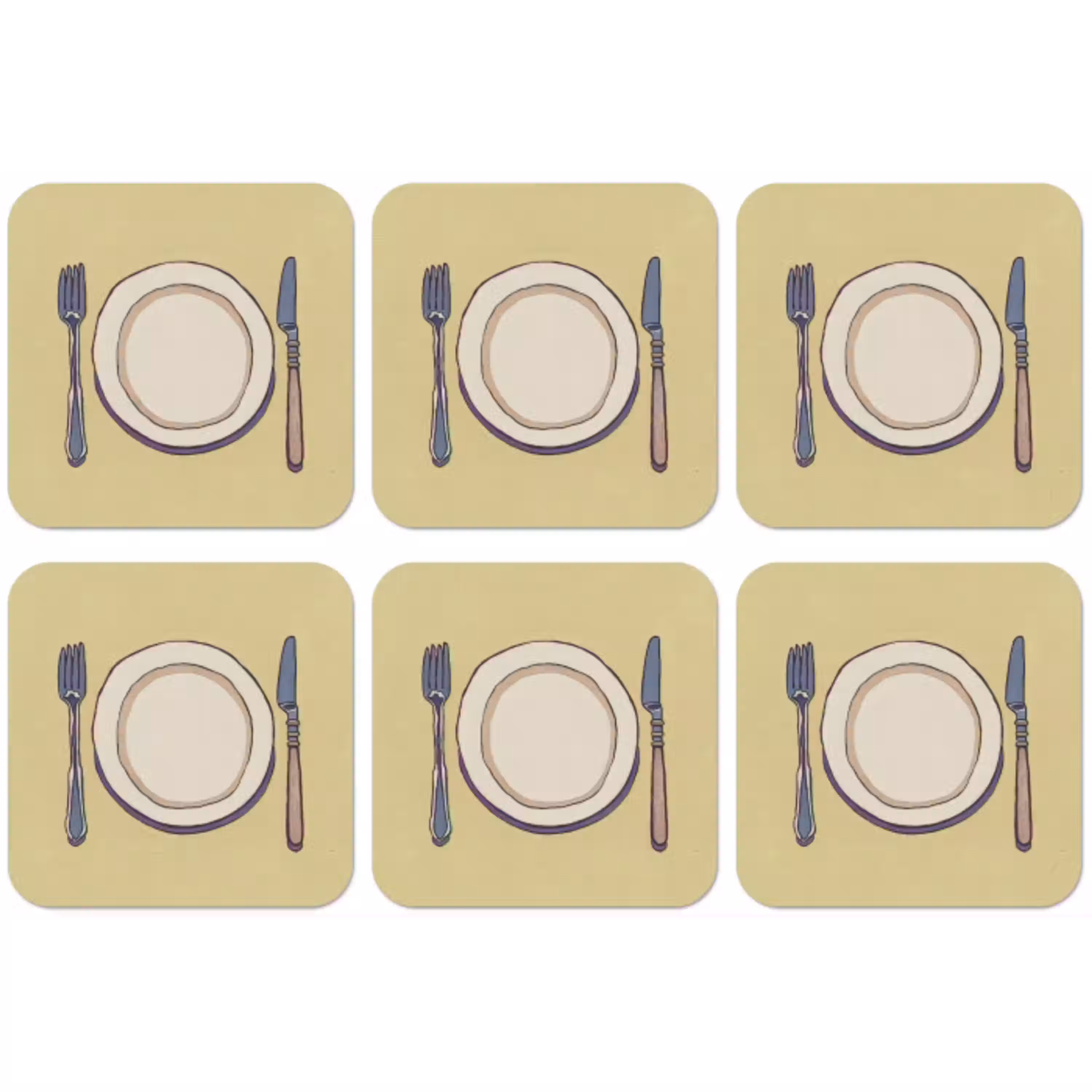 Illustratie - Bord - Bestek - Beige onderzetter kurk middel -zkaufland3dotto