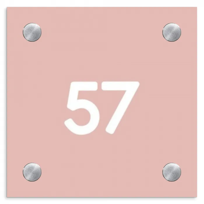 Effen roze - Traditioneel Naambord Vierkant klein -3d