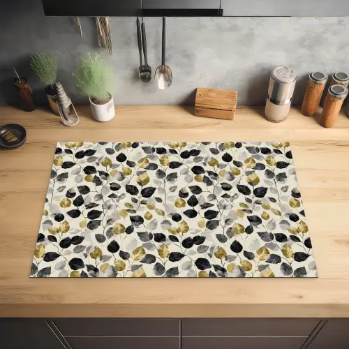 Botanisch - Goud - Zwart Inductie beschermer vinyl 3mm klein 276 -sfeer5