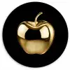 Appel - Goud - Chrome - Zwart Wandcirkel kunststof plaat 5mm dik klein -3d