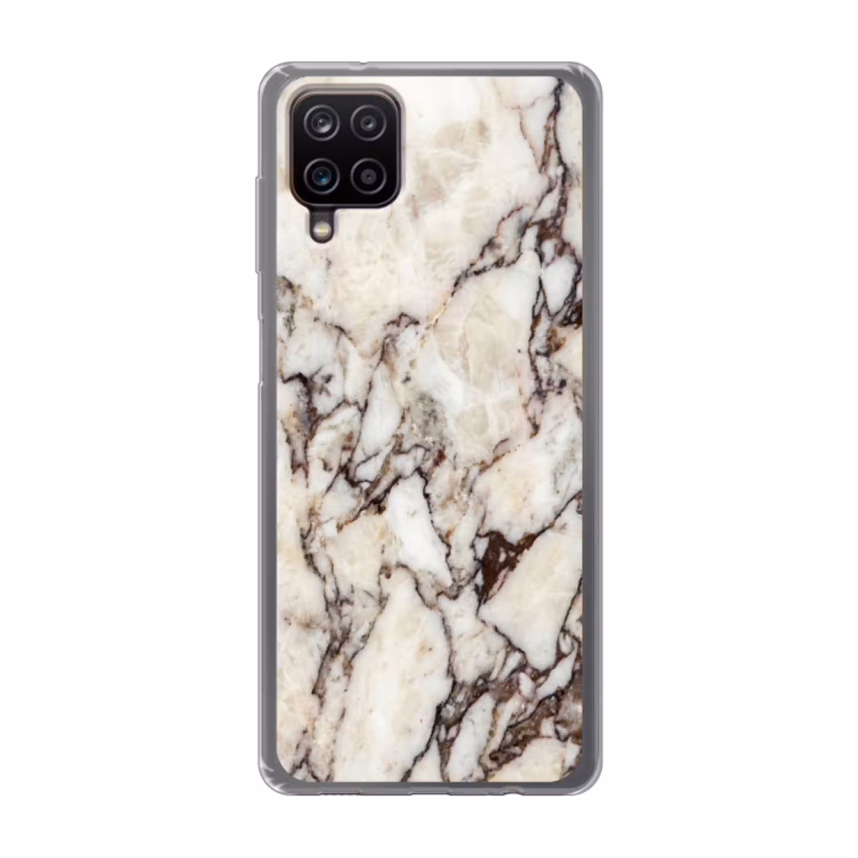 Marmer - Textuur - Abstract - Wit - Bruin Telefoonhoesje Samsung Galaxy A12 klein -3d