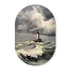 Vuurtoren - Golven - Storm Wandcirkel Ovaal Glas middel -3d