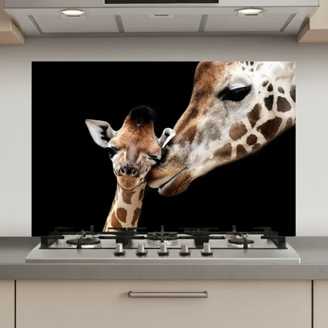 Giraffe - Dieren - Zwart - Portret - Dieren keuken achterwand spatscherm klein -3d_website